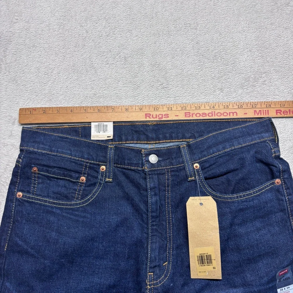 NWT Levis 550 Relaxed Fit Tapered Leg Jeans Mens 35x34 Dark Wash Stretch Denim